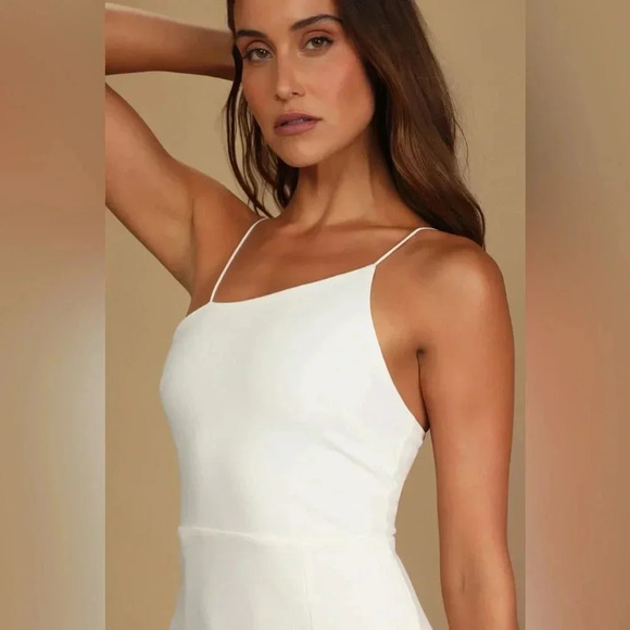 NWT Lulus Party for Two Ivory / White Asymmetrical Bodycon Mini Dress size XS - Picture 4 of 15